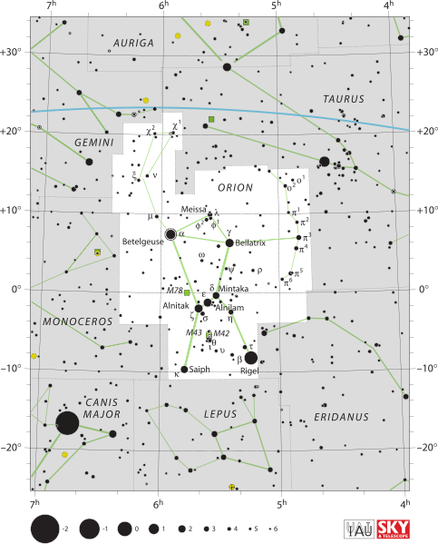Uma constelação do Orionte (IAU/Sky).