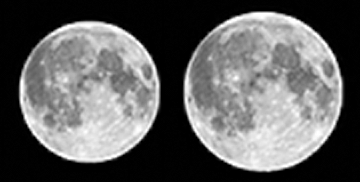 Tamanhos relativos da Lua no apogeu e no perigeu.