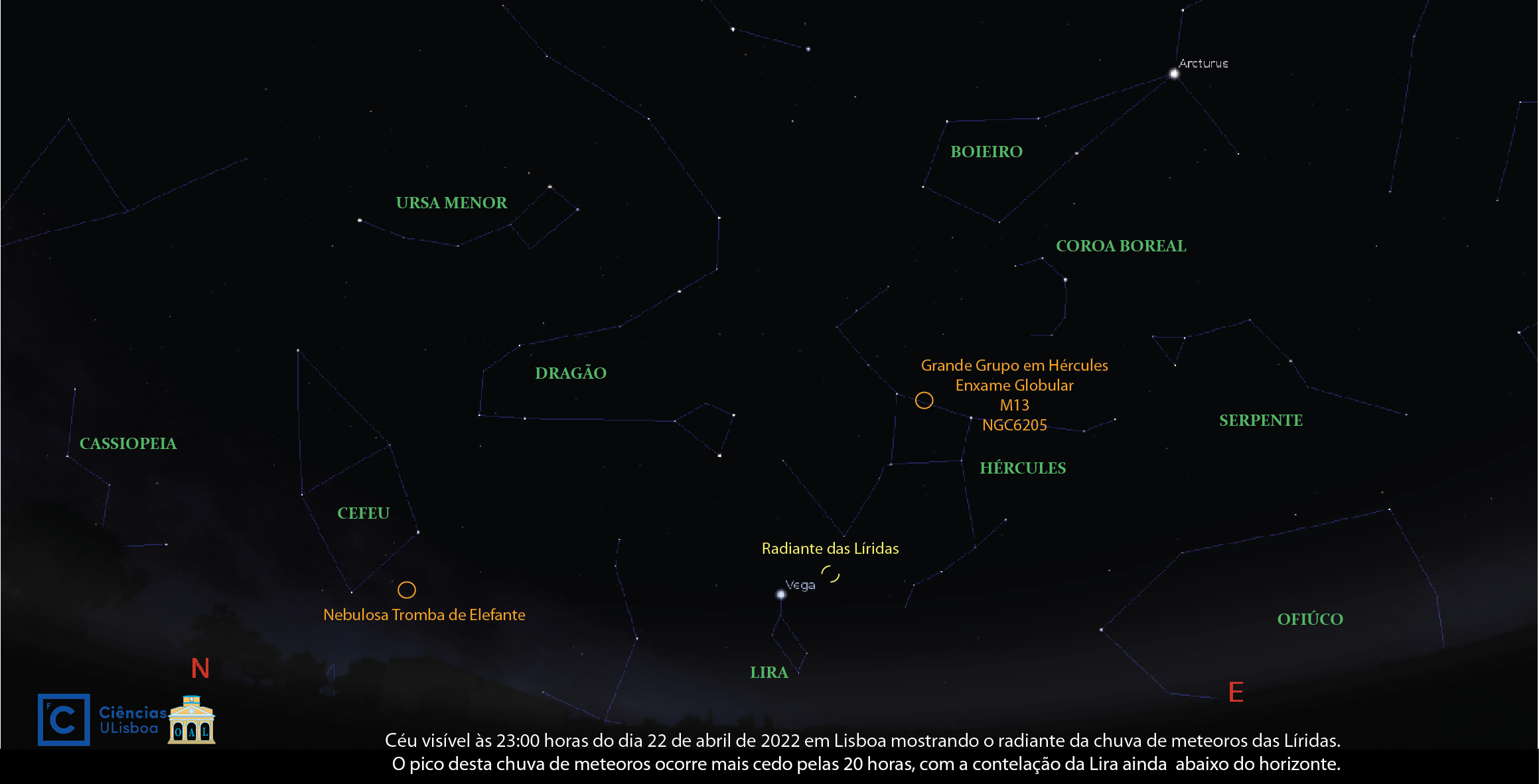O céu noturno de abril em 2022 | Observatório Astronómico de Lisboa